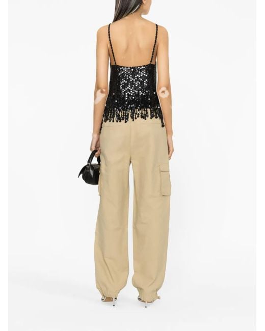 The Attico Black Layered Sequin-Embellished Top