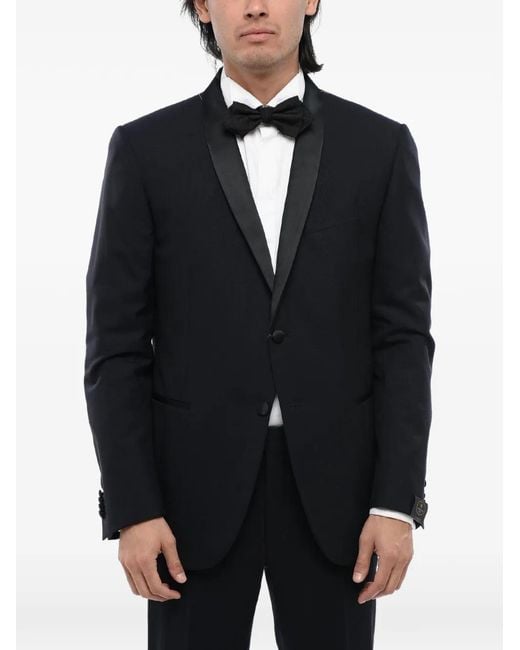 Corneliani Blue Academy Shawl-Collar Wool Jacket for men