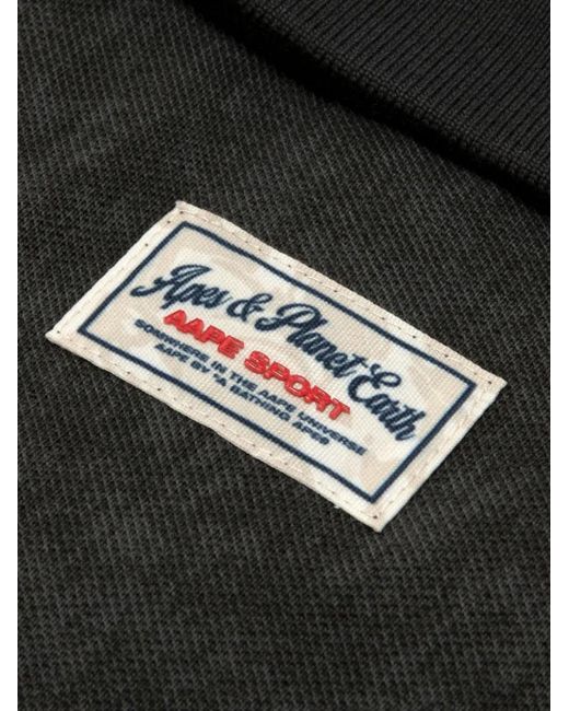 Aape By A Bathing Ape Black Logo-Patch Polo Shirt for men