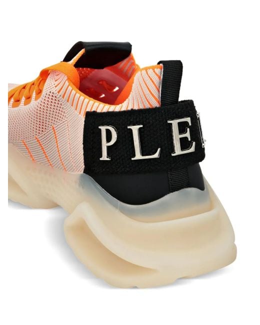 Philipp Plein Orange Knitted Runner Iconic Low-Top Sneakers