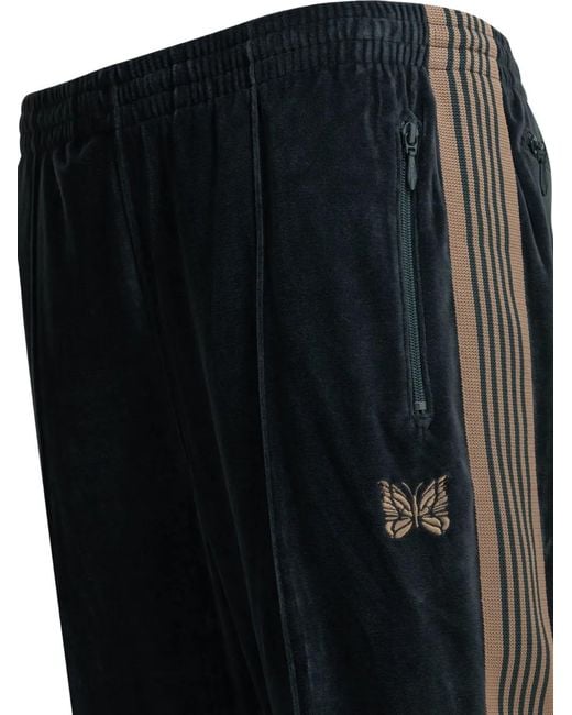 Needles Black Embroidered-Logo Track Pants for men