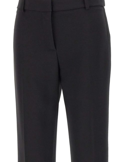 Elisabetta Franchi Black Satin-Bands Tailored Cropped Trousers