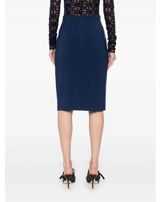 Jupe Mi-Longue À Bords Satinés Elisabetta Franchi en coloris Blue