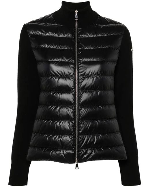 Moncler Black Knitted-panels Puffer Jacket
