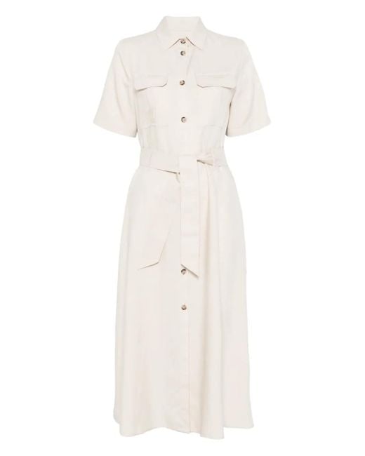 Woolrich White Tied-Waist Midi Dress