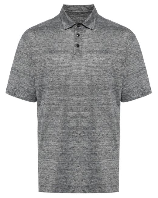 Zegna Gray Short-sleeve Linen Polo Shirt for men
