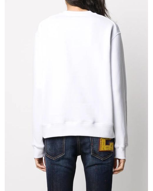 DSquared² White Icon Print Sweatshirt