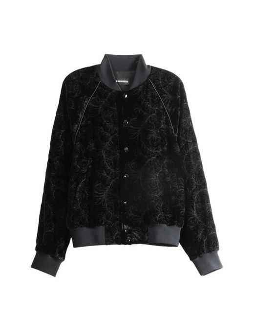 Ann Demeulemeester Black Esko Floral-Pattern Bomber Jacket for men