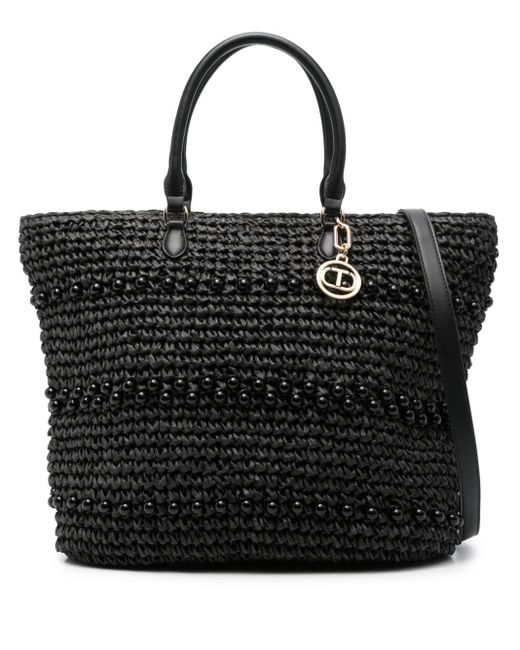 Twin Set Black Bead-detail Tote Bag