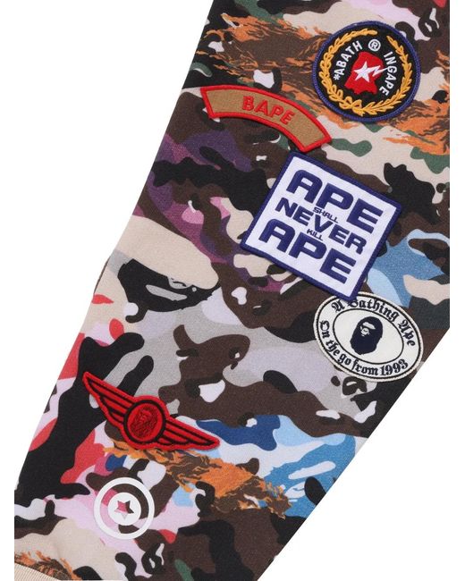 A Bathing Ape Red Hybrid Camo Multi-Badge Shark Hoodie for men