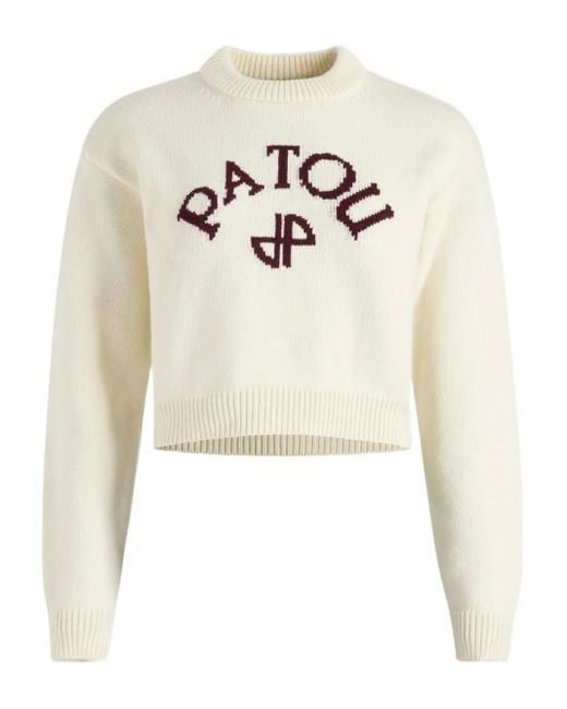 Patou ロゴインターシャ セーター White
