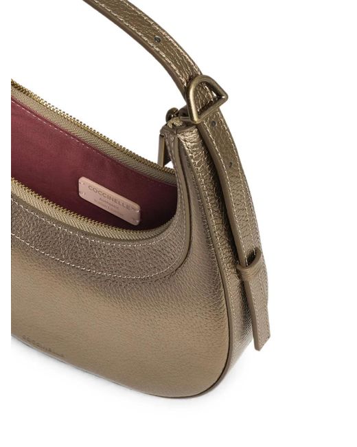 Coccinelle Gray Mini Whisper Metallic Leather Tote Bag