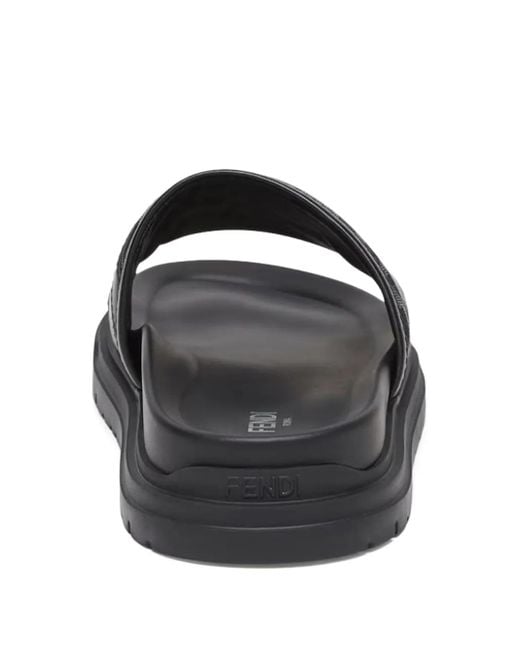 Fendi Gray Logo Sandals for men