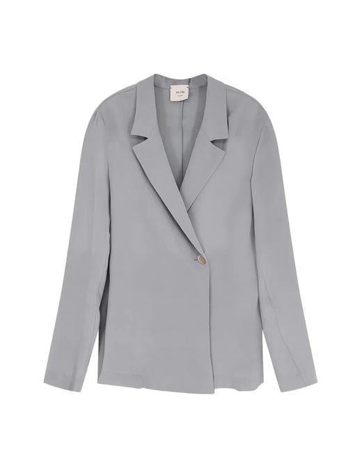 Alysi Gray Single-Button Lapel Blazer
