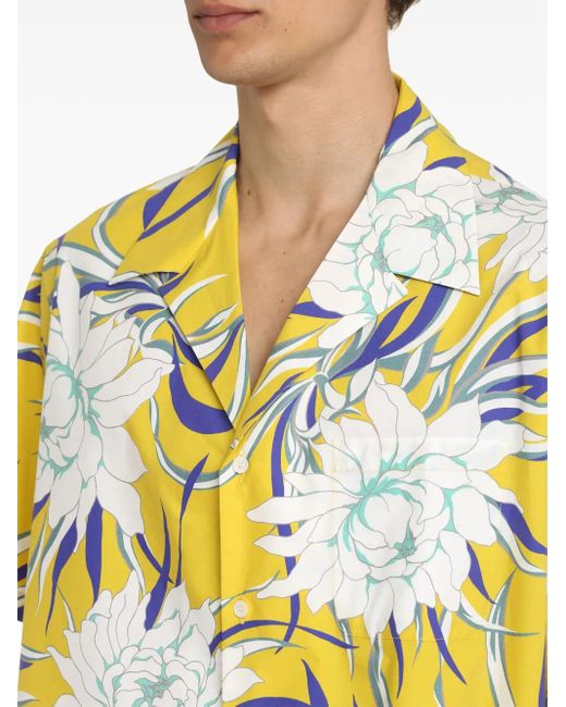 Valentino Garavani Gray Graphic-Print Short-Sleeve Shirt for men