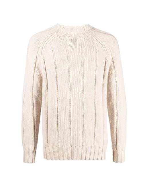 Brunello Cucinelli White Ribbed-Knit Sweater for men