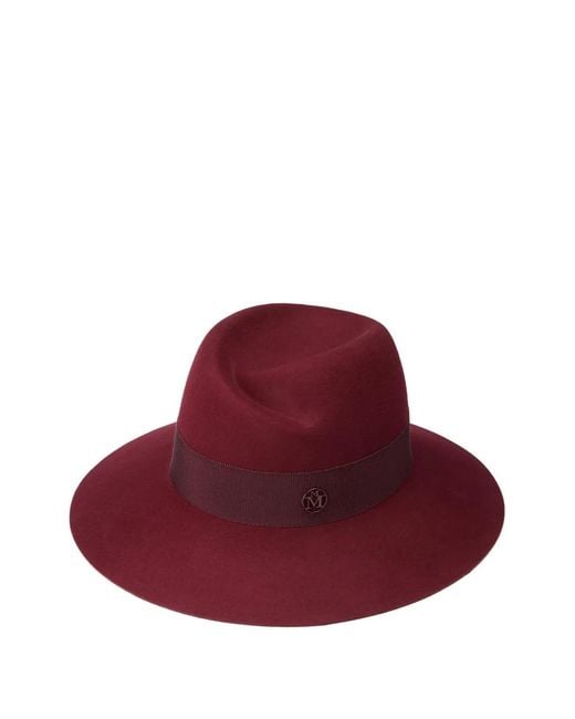 Maison Michel Red Virginie Wool-Felt Ribbon-Embellished Hat
