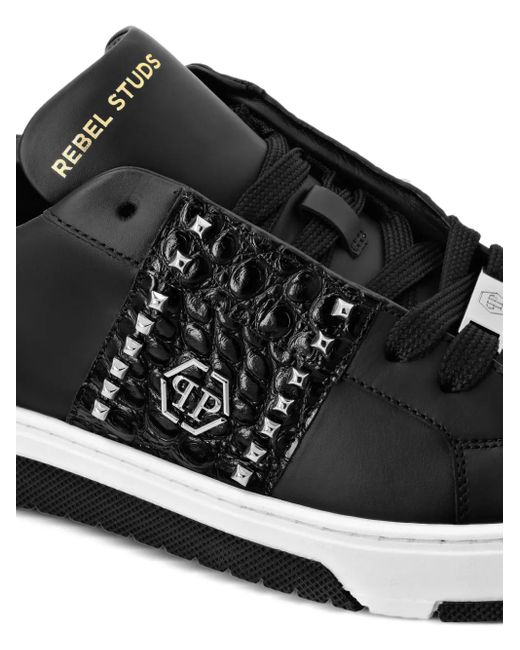 Philipp Plein Black Stud-Embellished Sneakers