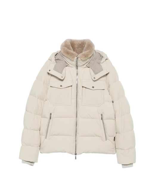 Moorer Natural Alarick Shearling-Collar Quilted Jacket for men