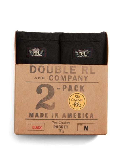 RRL Black Soft Jersey T-Shirt (Pack Of 2) for men