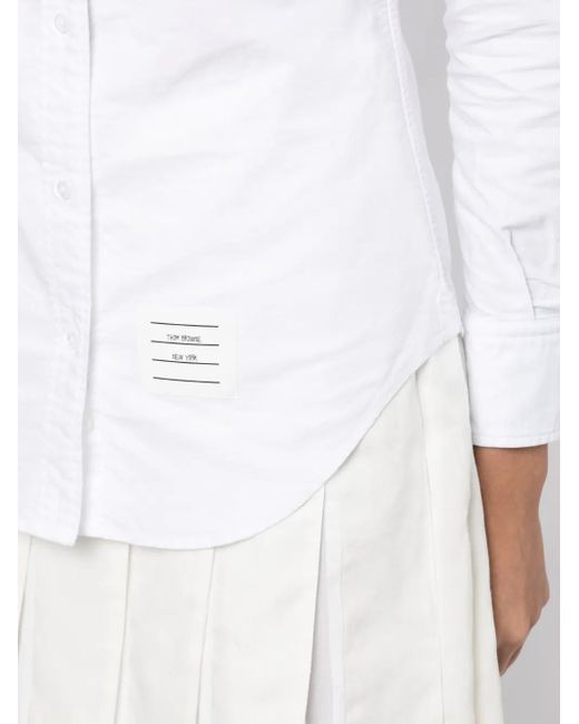 Thom Browne White Hemd Mit Logo-Patch