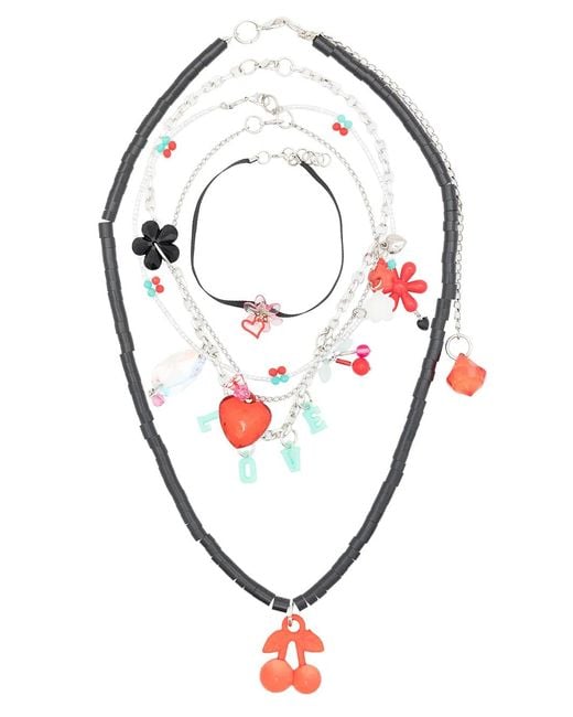 Amir Slama White Four-Strand Charm Necklace