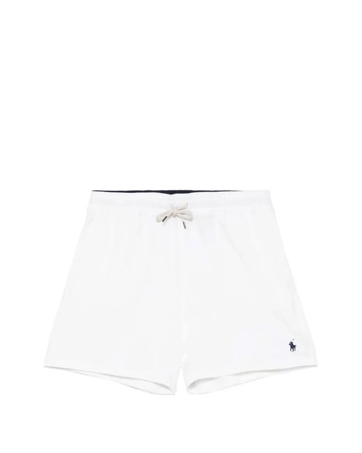 Polo Ralph Lauren White Traveler Drawstring-Waist Swim Shorts for men
