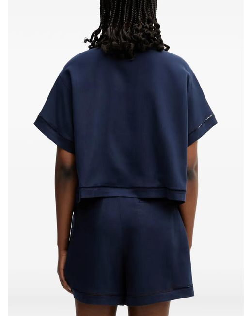 Lacoste Blue Polo À Patch Logo Ajouré