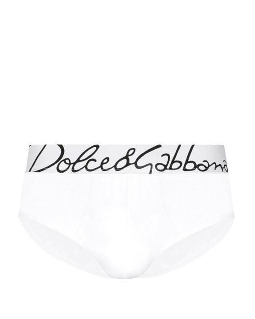 Slip con banda logo di Dolce & Gabbana in White da Uomo