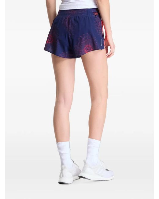 Adidas Blue Adizero Labrum Floral-Print Shorts