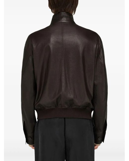 Ferragamo Black Leather Jacket for men