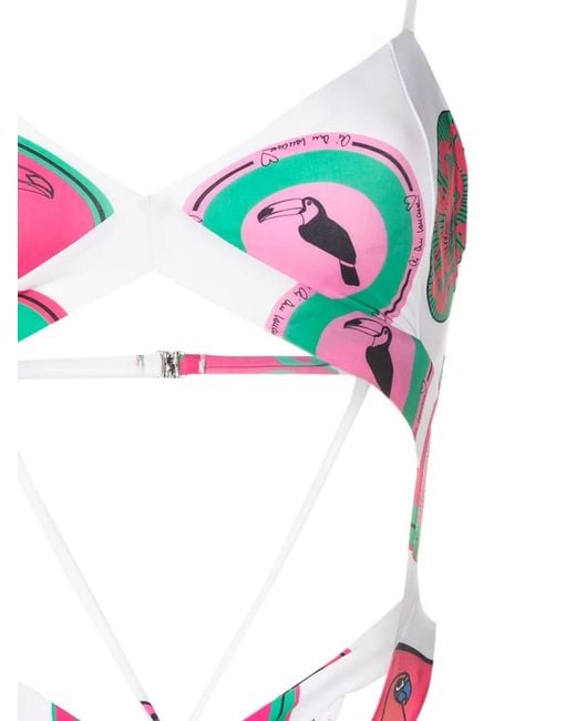Amir Slama Pink Graphic-Print Cut-Out Swimsuit
