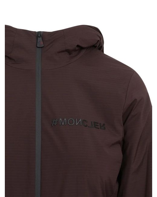 Moncler Brown Monogram-Plaque Hooded Jacket