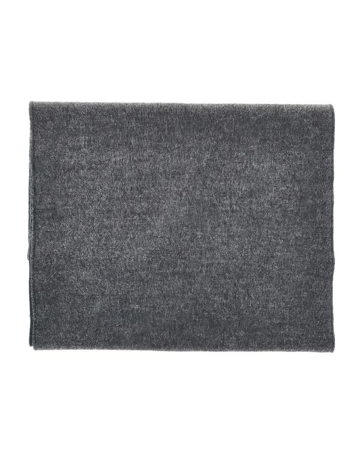Fendi Gray Logo Fringed Scarf for men