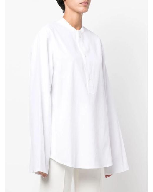 Sofie D'Hoore White Band-Collar Cotton Shirt