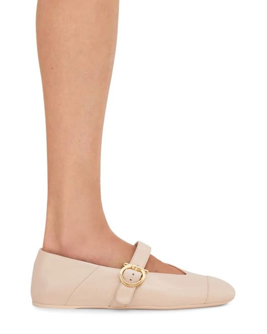 Ferragamo Pink Gancini Ballet Flat Shoes