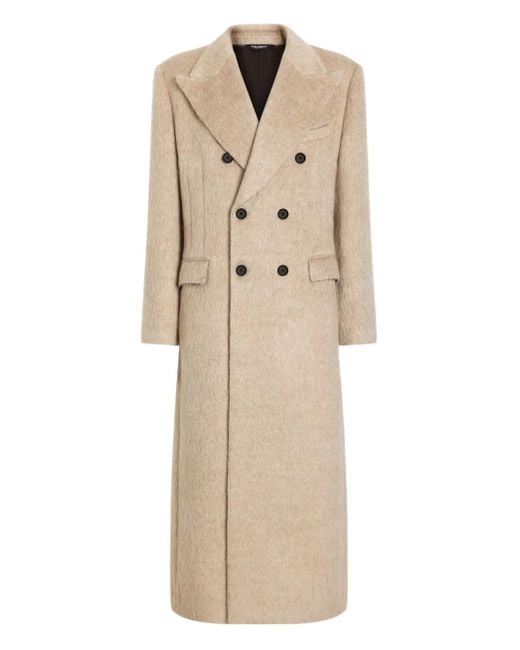 Dolce & Gabbana Natural Peak-Lapel Double-Breasted Coat for men