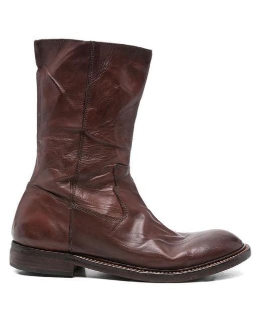 Moma Brown Leather Zip Boots