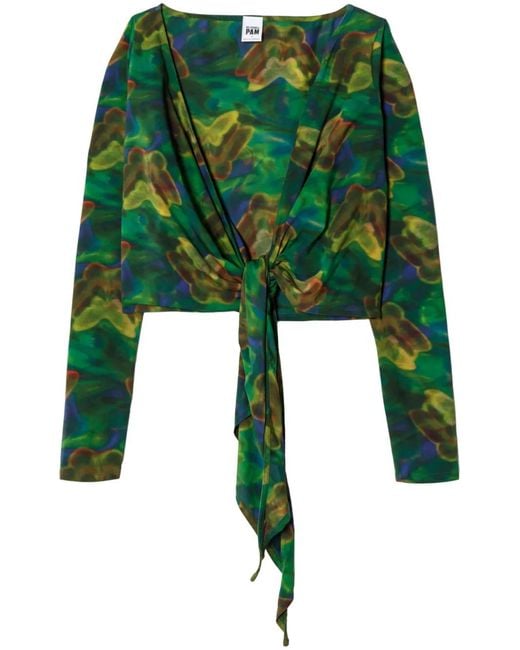 Re/done Green X Pamela Anderson Wrapped Cropped Top