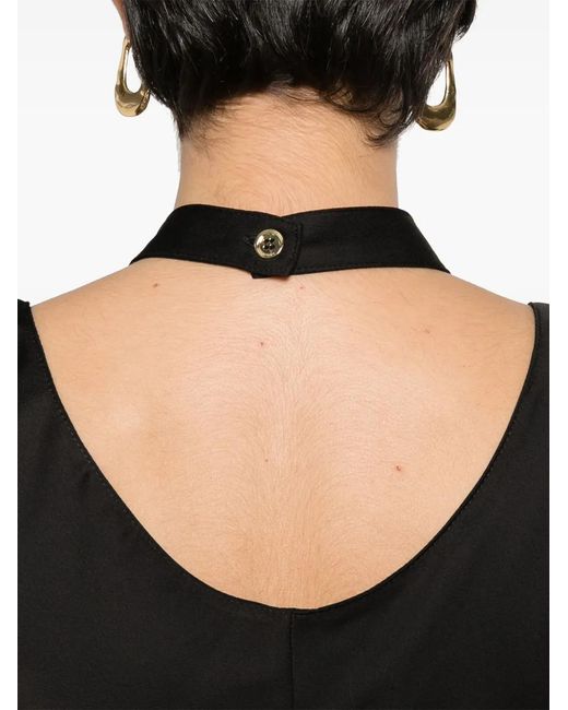Pinko Black Ruched-Detail Midi Dress