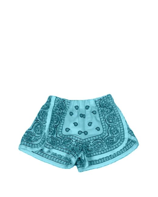 ORSINA Blue Embroidered Bandana-Print Shorts