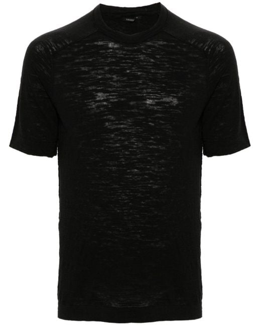 Transit T-Shirt mit Slub-Struktur in Black für Herren