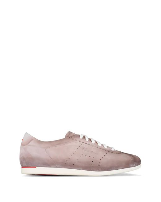 Santoni Pink Yorker Suede Lace-Up Sneakers