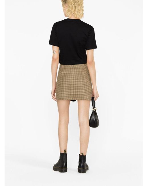 MSGM Ruffled-trim Wool Mini Skirt in het Natural