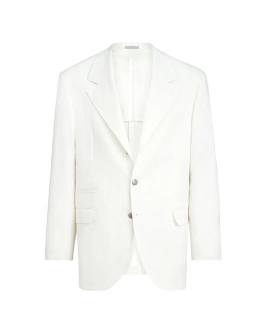 Brunello Cucinelli White Gabardine Blazer for men