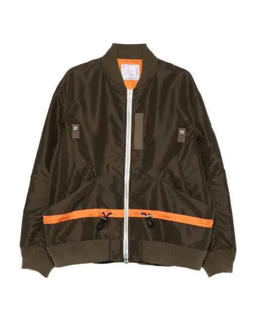 Sacai Brown Drawstring-Waist Bomber Jacket for men