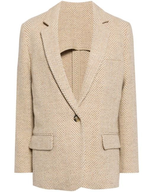 Isabel Marant Natural Charlyne Herringbone Wool Blazer