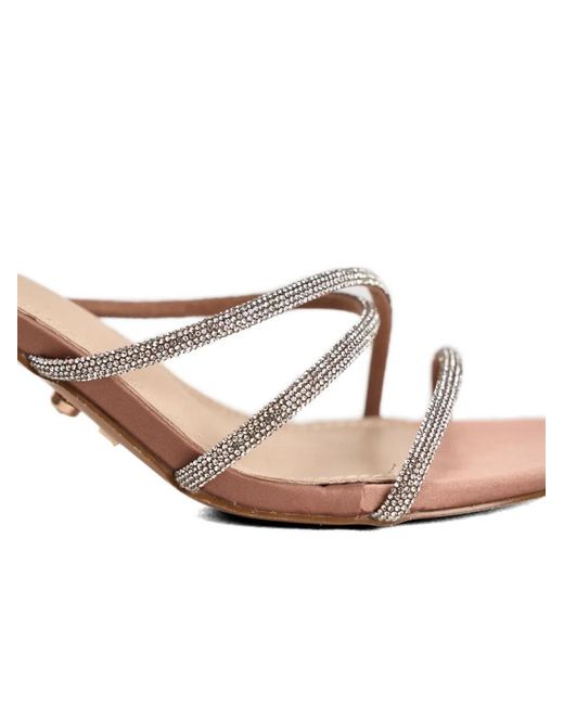 Twentyfourhaitch Brown Crystal-Embellished Sandals