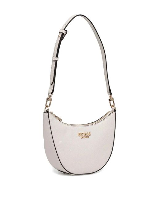 Guess White Fedana Curved Structured Shoulder Bag
