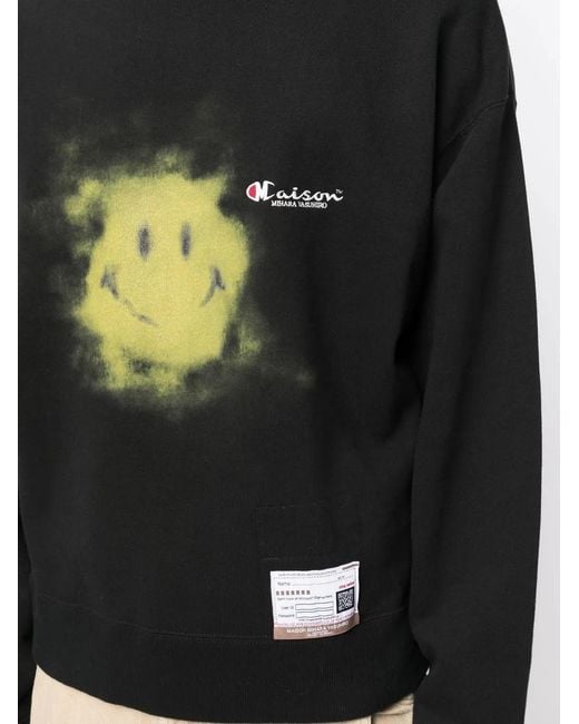 Maison Mihara Yasuhiro Gray Smiley Face Long-Sleeve Sweater for men